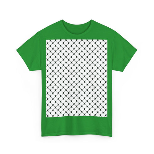 Keffiyeh Pattern Heavy Cotton Tee - Modern Mesh Design Streetwear T-Shirt